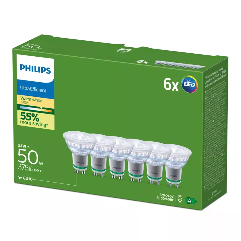 LED-pirn Philips GU10 2,1 W 375 lm Soe valge 36° CRI 80 (EAN )