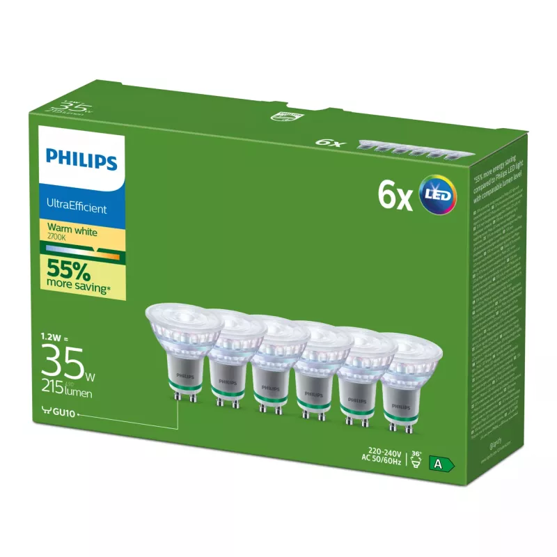 LED-pirn Philips GU10 1,2 W 215 lm Soe valge 36° CRI 80