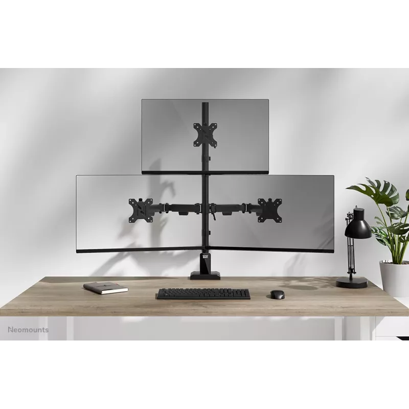 Neomounts DS60-600BL2-1 kolmekordne monitorihoidik 10-32 tolli, Klamber/Läbiviigukinnitus, 9 kg, 25.4 cm (10 tolli), 81.3 cm (32 tolli), 100 x 100 mm, Must