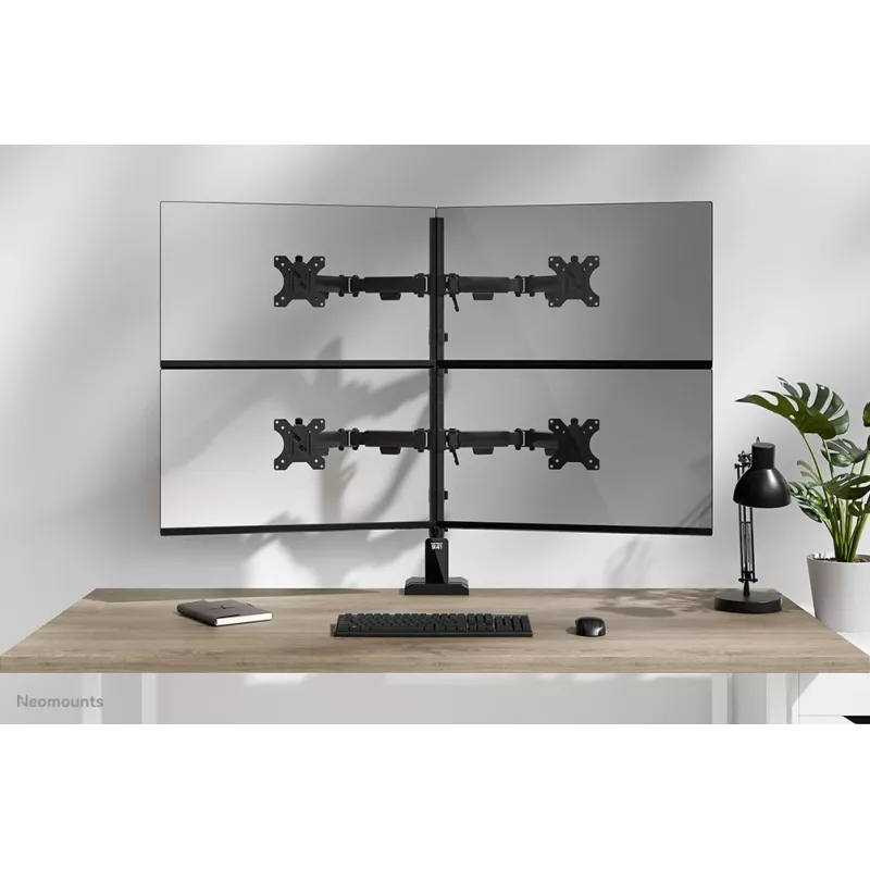 Neomounts DS60-600BL2-2 nelja monitori käsi 10–32-tollistele ekraanidele, VESA 75x75–100x100, maksimaalne koormus 8 kg, klamber/laualäbiviik, must