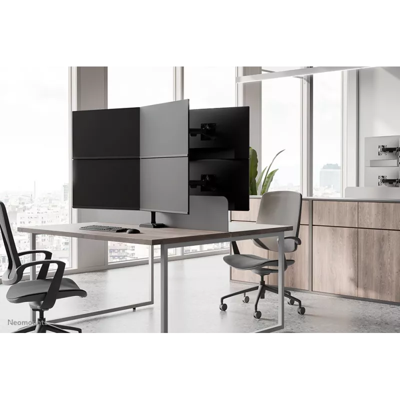 Neomounts DS60-600BL2-2 nelja monitori käsi 10–32-tollistele ekraanidele, VESA 75x75–100x100, maksimaalne koormus 8 kg, klamber/laualäbiviik, must