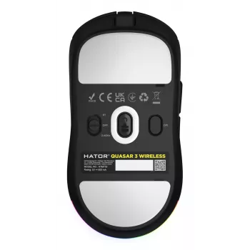 HATOR Quasar 3 Wireless hiir Mängimine Mõlemakäeline RF-juhtmevaba + Bluetooth + USB Type-A Optiline 12000 DPI