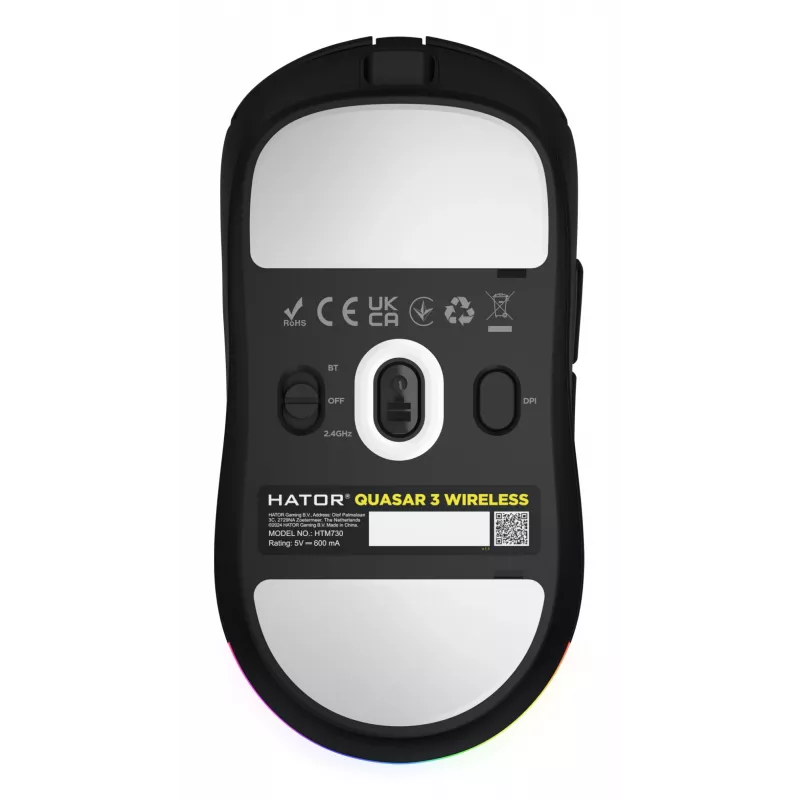 HATOR Quasar 3 Wireless hiir Mängimine Mõlemakäeline RF-juhtmevaba + Bluetooth + USB Type-A Optiline 12000 DPI