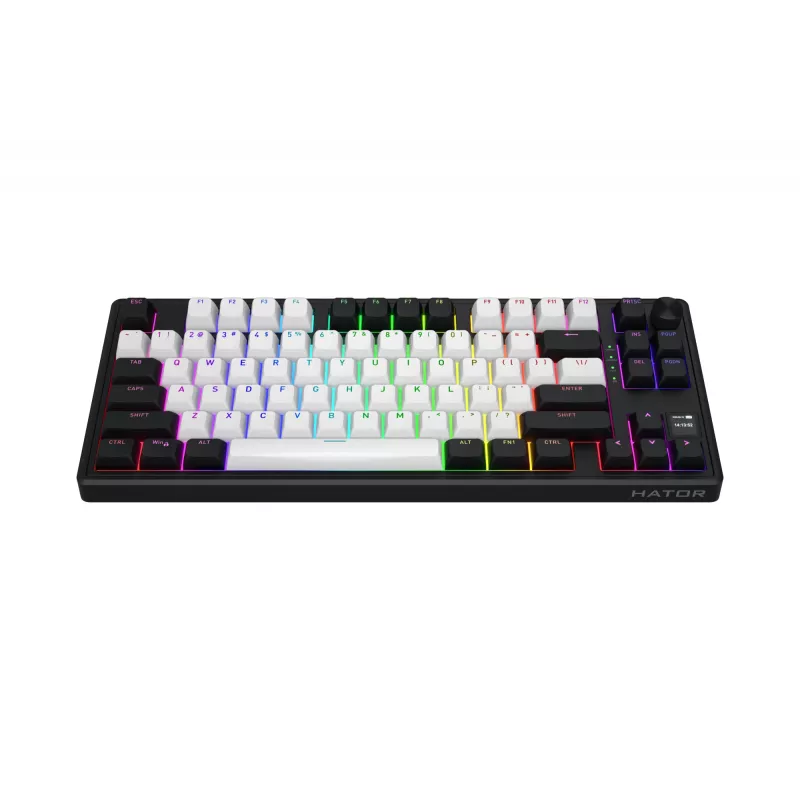 HATOR Skyfall 80 MAG ULTIMA 8K juhtmevaba klaviatuur Mängimine USB + RF juhtmevaba + Bluetooth QWERTY USA inglise Must, Valge