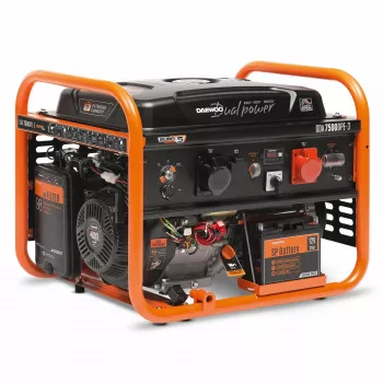 Daewoo GDA 7500DPE-3 mootor-generaator 6000 W 30 L bensiin Oranž, Must