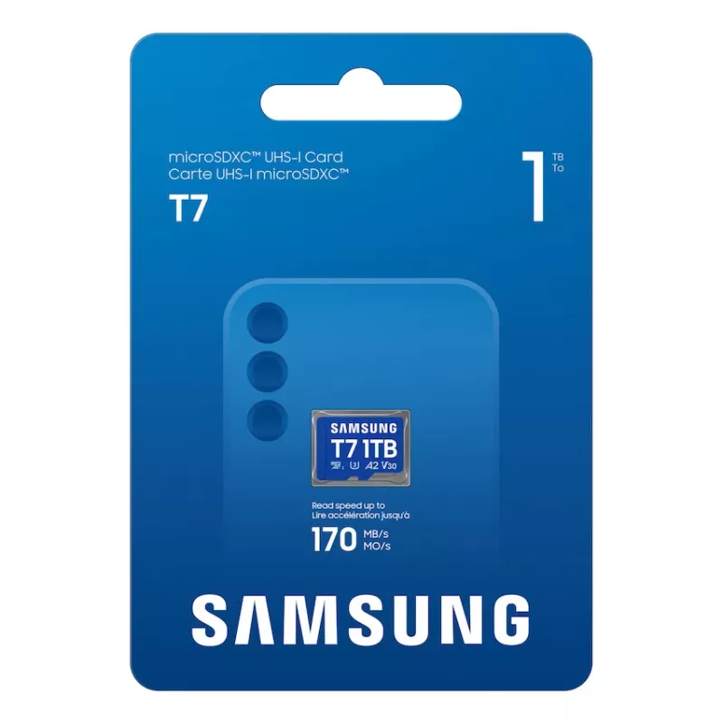 Samsung T7 microSD-kaart, 1 TB, MicroSDXC, UHS-I, 170 MB/s, Klass 3 (U3), V30