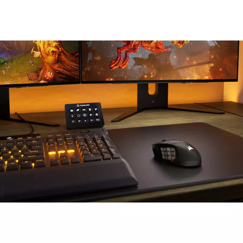 Corsair SCIMITAR ELITE WIRELESS hiir Mänguritele Paremakäeline RF traadita + Bluetooth + USB USB-C Optiline 26000 DPI