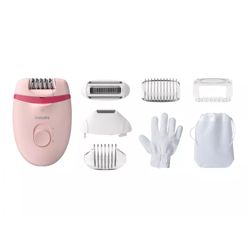 Philips Satinelle Essential BRE285/00 juhtmega epilaator, valge/roosa