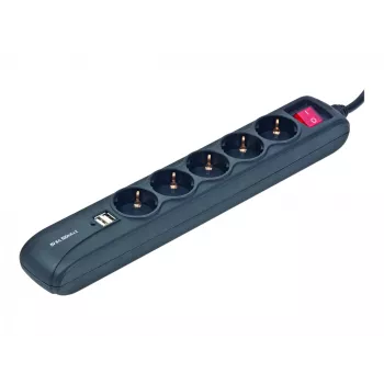 Pikendusjuhe 1,5 m / 5 pistikupesa + 2 USB SPG5-U2-5 Gembird