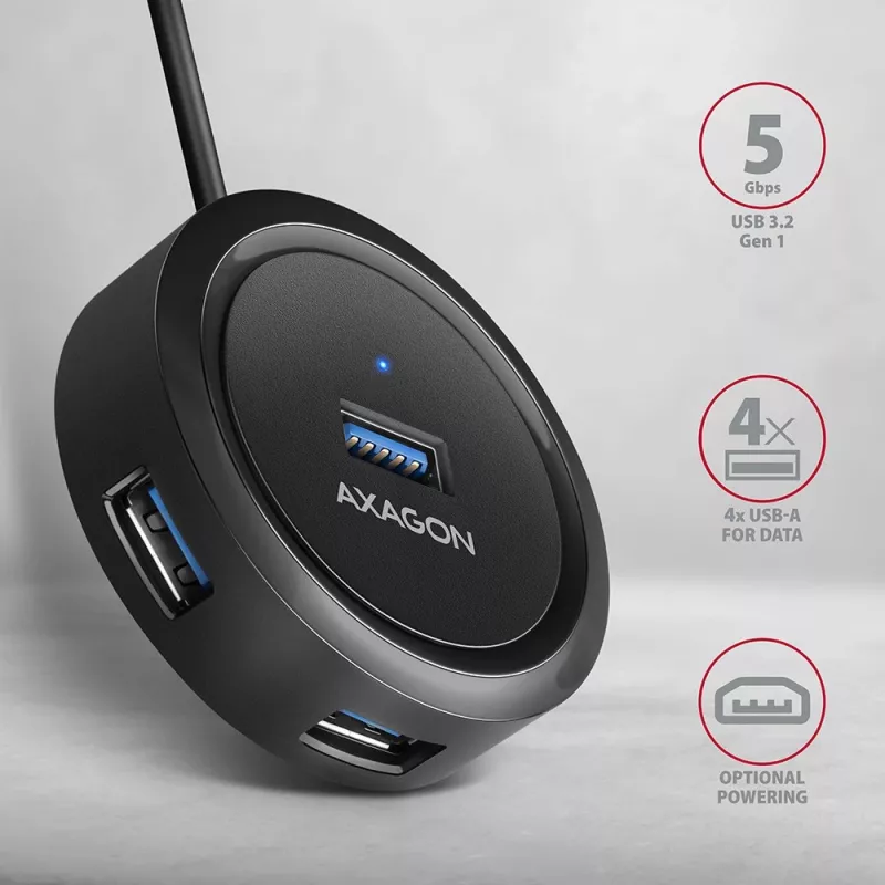 AXAGON HUE-P1AL Hub 4-pordiline USB 3.2 Gen 1 ÜMAR