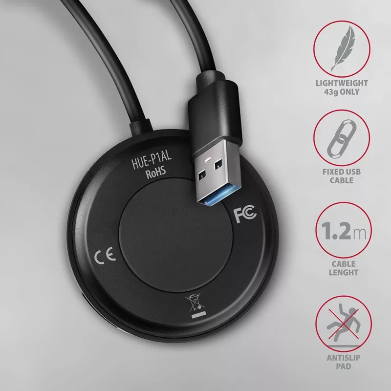 AXAGON HUE-P1AL Hub 4-pordiline USB 3.2 Gen 1 ÜMAR