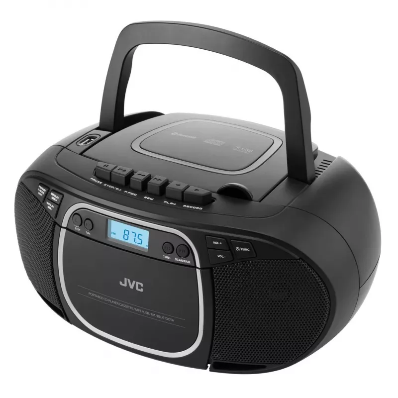 Portable CD player JVC RC-E451B Must — CD/MP3, Bluetooth, FM 87.5–108 MHz, USB, AUX, 3.2W RMS