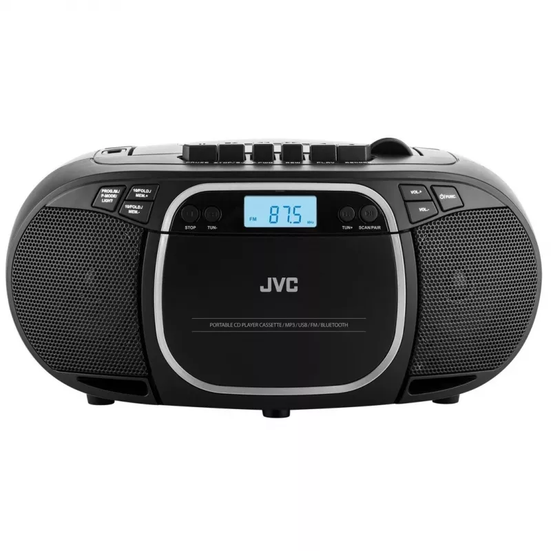 Portable CD player JVC RC-E451B Must — CD/MP3, Bluetooth, FM 87.5–108 MHz, USB, AUX, 3.2W RMS