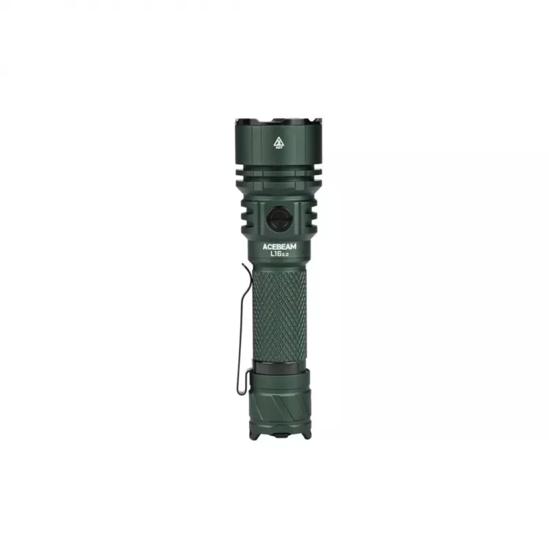 Käsitaskulamp AceBeam L16 2.0 roheline — laetav 21700 Li‑Ion, 5000 mAh, kuni 2100 lm, IP68, 7 väljundastet