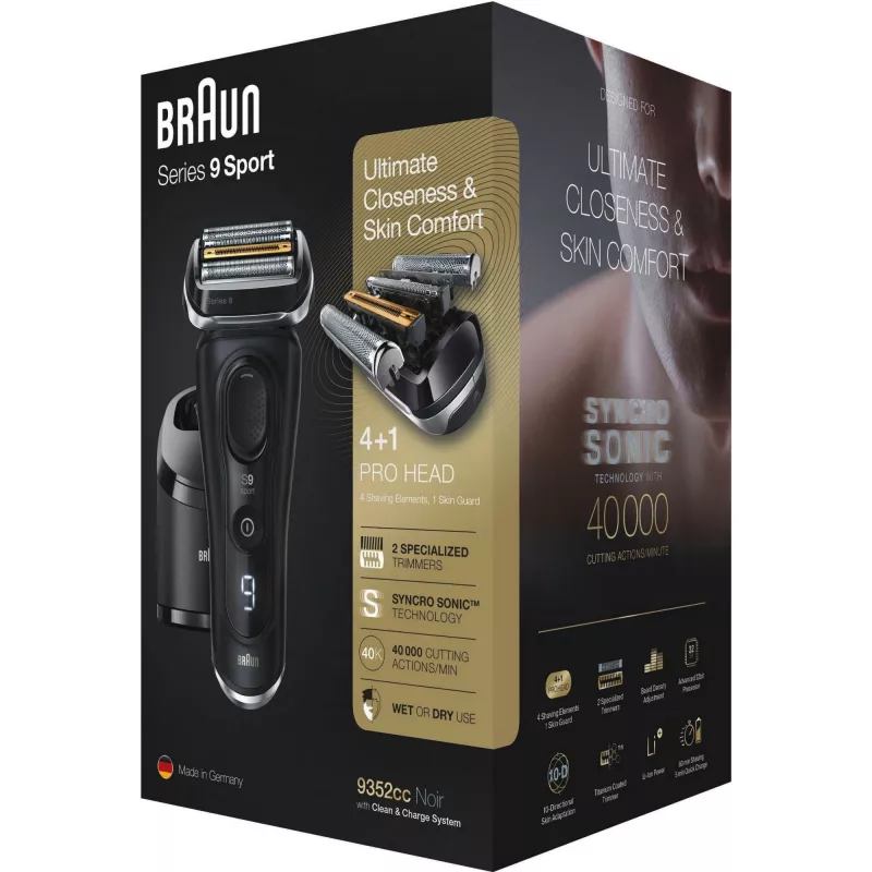 Braun Series 9 9352cc Sport habemeajaja Trimmer Must Hall