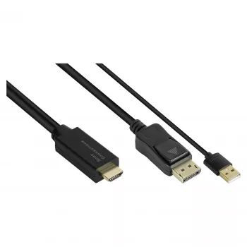 Alcasa HDMI-DP020 video kaabli adapter 2 m HDMI Type A DisplayPort Must