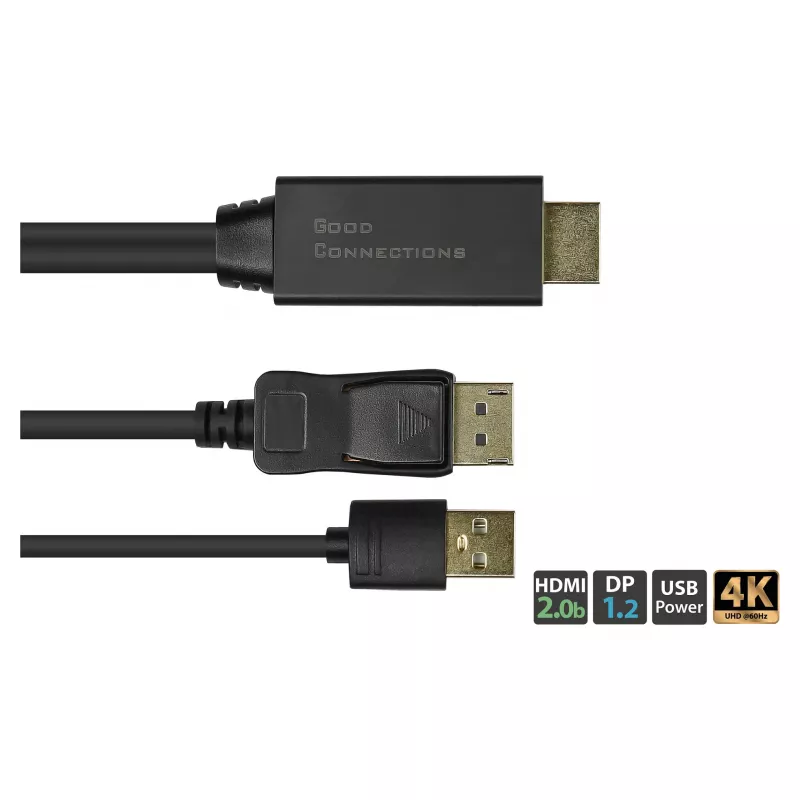 Alcasa HDMI-DP020 video kaabli adapter 2 m HDMI Type A DisplayPort Must