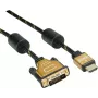 Roline Gold - Videokaabel - Kahekanaliline - HDMI / DVI - DVI-D (M) HDMI-le (M) - 5 m - Varjestatud - Must, Kuldne - 4K tugi