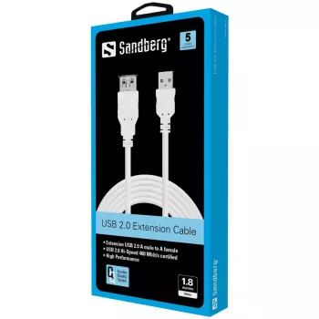 SANDBERG USB-kaabel - USB (emale) USB-le (male) - 1.8