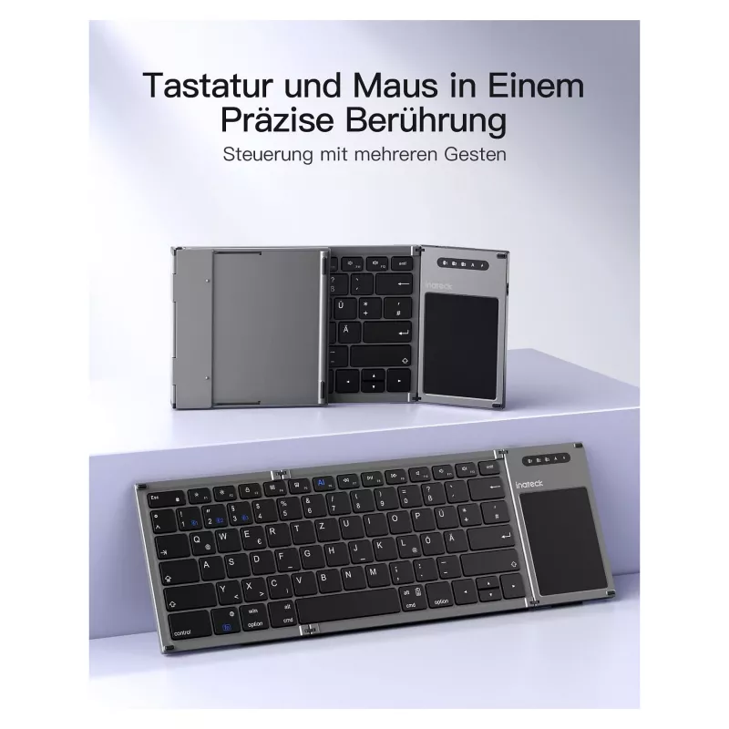 Inateck KB06101_STEEL GRAY klaviatuur Kodune RF-juhtmevaba + Bluetooth QWERTZ Inglise Must