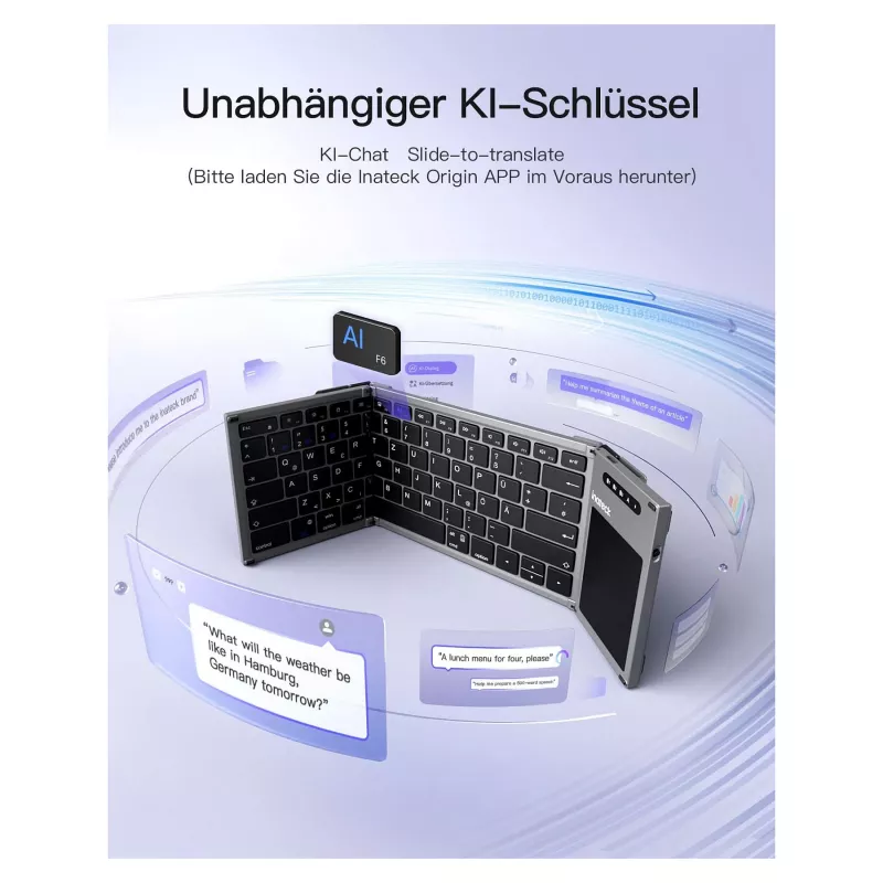 Inateck KB06101_STEEL GRAY klaviatuur Kodune RF-juhtmevaba + Bluetooth QWERTZ Inglise Must