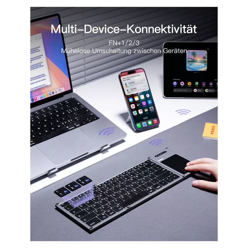 Inateck KB06101_STEEL GRAY klaviatuur Kodune RF-juhtmevaba + Bluetooth QWERTZ Inglise Must