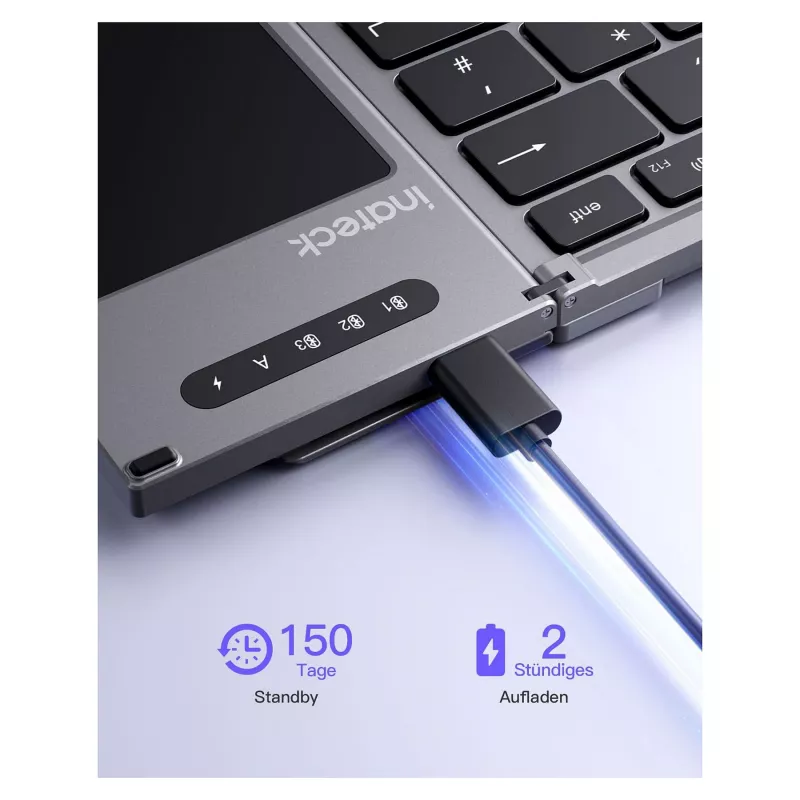 Inateck KB06101_STEEL GRAY klaviatuur Kodune RF-juhtmevaba + Bluetooth QWERTZ Inglise Must