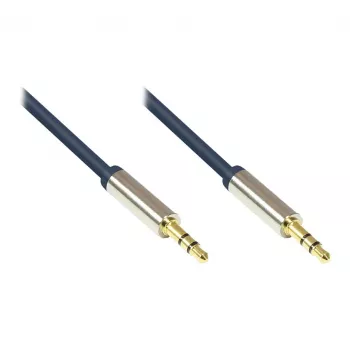 Audio Anschlusskabel High-Quality 3,5mm, 2x Klinkenstecker, Vollmetallgehäuse, dunkelblau, 3m, Good Connections (GC-M0042)