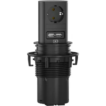 Bachmann ELEVATOR 1xCEE7/3928.01771xUSB Charger 2 0m CEE7/7 RAL9005
