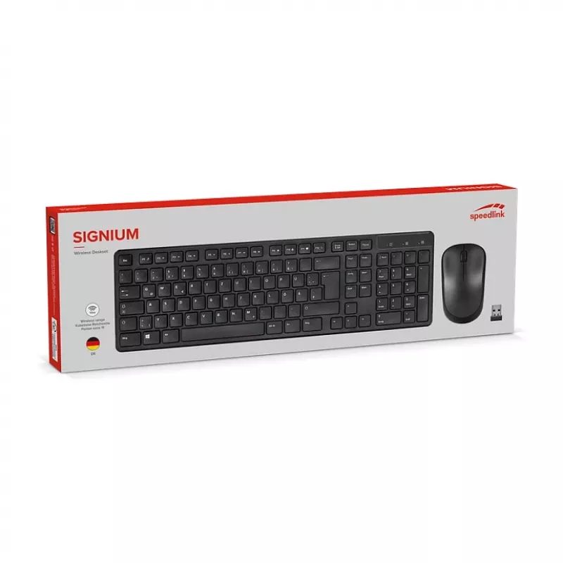 Juhtmevaba lauakomplekt Speedlink SIGNIUM SL-640303-BK Must — DE paigutus, juhtmevaba klaviatuur ja hiir