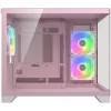 Mini Tower PC Case Cougar FV150 ARGB — roosa, toetab 2x 120/140 mm külgventilaatoreid, 1x 120 mm tagaventilaatorit, 2.5 tolli/3.5 tolli HDD, 285×435×365 mm