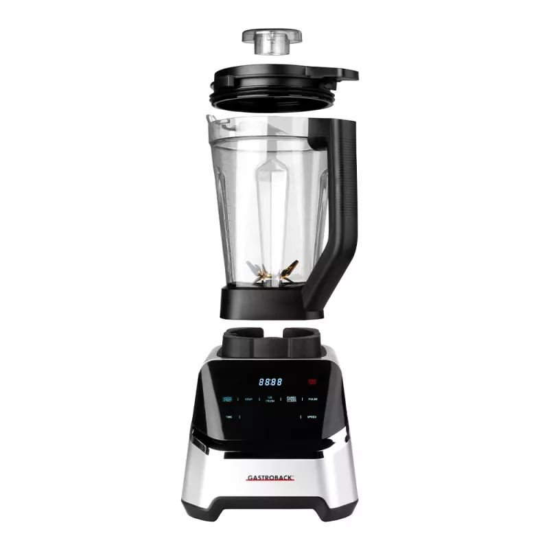 Lauapealne blender GASTROBACK Mix & Soup (2000 W, 2 L, Tritan-kann, titaanlõiketerad, puutjuhtimine, must/roostevaba teras)