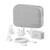 ALOGIC WCM3X67G sisetingimustes kasutatav vahelduvvoolulaadur nutitelefonile ja tahvelarvutile, 110–240 V, 2× USB-C, hall/valge
