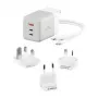 ALOGIC mobiilseadme laadija WCM3X100G — Sisetingimustes kasutatav vahelduvvoolulaadija nutitelefonile ja tahvelarvutile, 2x USB-C, 100–240 V, valge