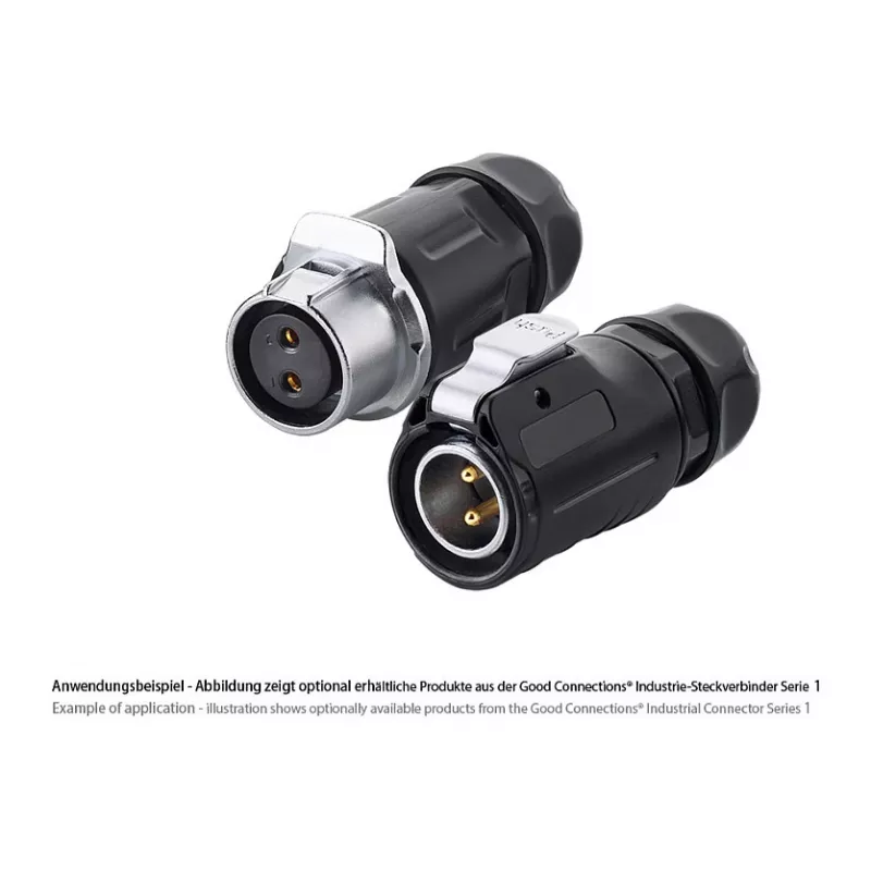 Juhtmepistik Alcasa IC01-20P202 S1 Toite 2-kontaktiline Must