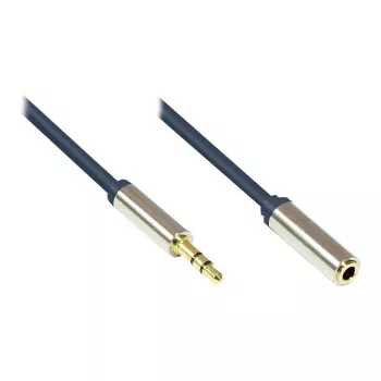Audio Anschlusskabel High-Quality 3,5mm, Klinkenstecker an Klinkenbuchse Vollmetallgehäuse, dunkelblau, 3m, Good Connections (GC-M0054)