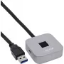 USB-sõrmejäljelugeja jaoturiga InLine 41360K, Windows Hello'ga ühilduv, 1,5 m kaabel, hõbedane