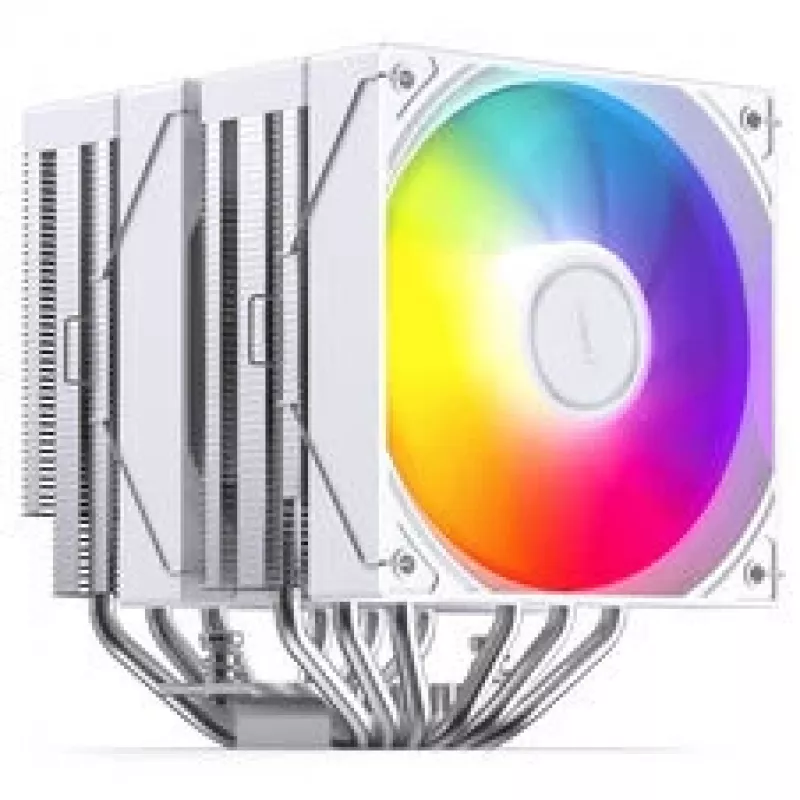 CPU jahuti Jonsbo CB80 kahe torniga ja 2×120 mm PWM ARGB ventilaatoriga — valge