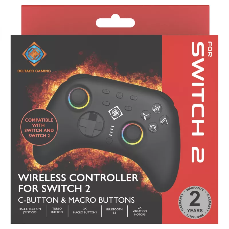 Mängupult Deltaco GAM-198 Must — Bluetooth ja USB (USB-C) Nintendo Switchile, Switch 2-le, Switch OLEDile, Androidile, PC-le