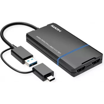 VALUE Display Adapter USB Type A C - Dual HDMI 4K30+ 1080P ST/BU - Adapter - digitaalne/andmed (12.99.3206)
