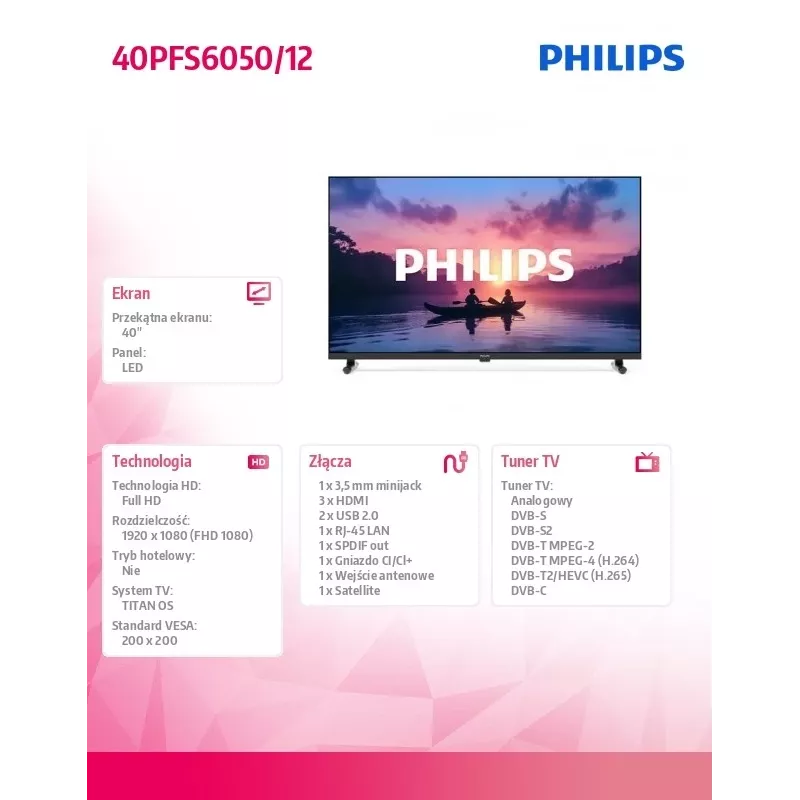 Philips 40PFS6050/12 40-tolline Full HD LED-nutiteler Titan OS-iga