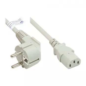 Netzkabel Schutzkontakt-Stecker Typ E+F (CEE 7/7, gewinkelt) an C13 (gerade), grau, 1,00 mm², 3 m, Good Connections® (P0130-GR030)