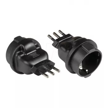 toiteadapter Itaalia võrgupistik tüüp L (CEI 23-16, sirge) maandatud pistikupesale tüüp F (CEE 7/3, sirge), must, Good Connections® (PA-6502S)