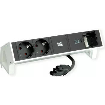 Bachmann 902.936 DESK2 pistikupesaliist, valge (RAL9010), 2x Schuko, 1x USB-C 30 W