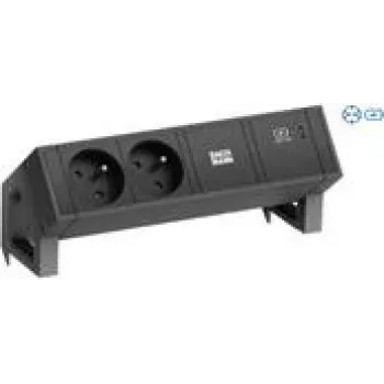Bachmann 902.964 DESK2 pistikupesaliist, must (RAL9005), 2x Schuko, 1x USB-C 60 W