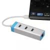 USB 3.0 jaotur Gigabit Ethernetiga ITEC U3GLAN3HUB — 3-pordiline metalljaotur, VIA VL812 + Realtek RTL8153, hõbedane