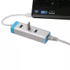 USB 3.0 jaotur Gigabit Ethernetiga ITEC U3GLAN3HUB — 3-pordiline metalljaotur, VIA VL812 + Realtek RTL8153, hõbedane