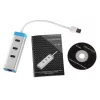 USB 3.0 jaotur Gigabit Ethernetiga ITEC U3GLAN3HUB — 3-pordiline metalljaotur, VIA VL812 + Realtek RTL8153, hõbedane