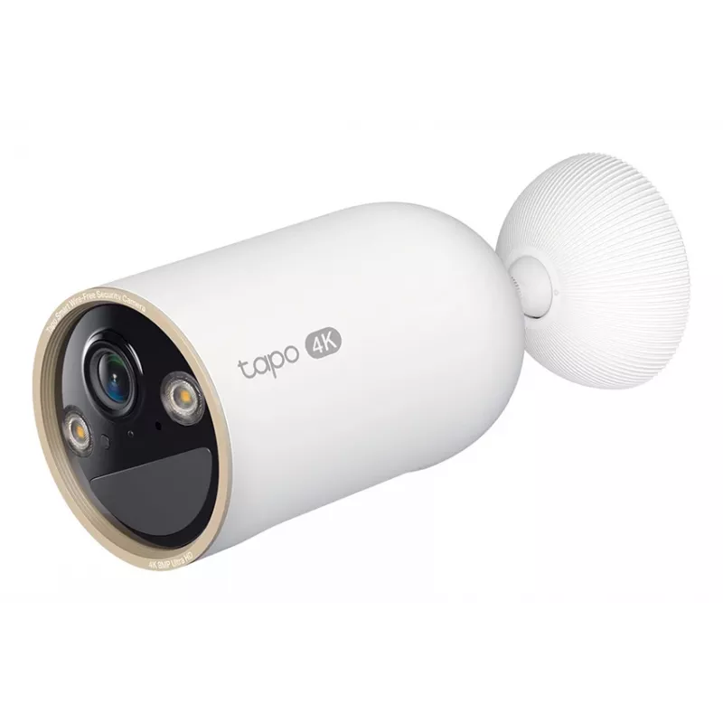 TP-Link Tapo juhtmevaba sise-/väliturvakaamera TEHNILISED ANDMED: 4K UHD (3840 x 2160), H.265/H.264 tugi, 16x UHD digitaalsuum, 2,4/5 GHz kaheribaline Wi-Fi, 10 000 mAh laetav liitiumioonaku