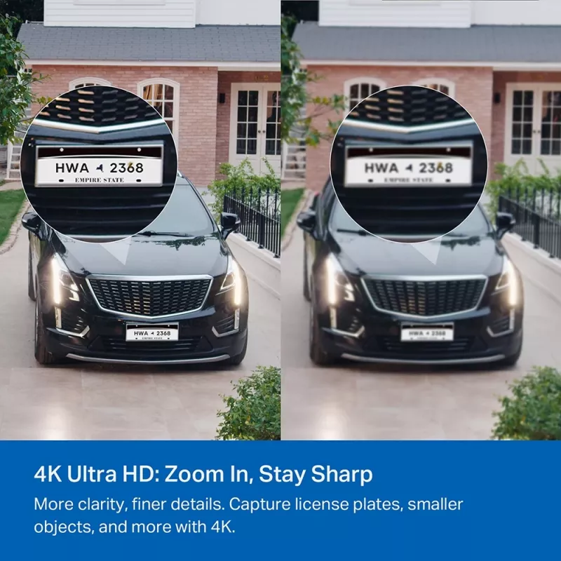 TP-Link Tapo juhtmevaba sise-/väliturvakaamera TEHNILISED ANDMED: 4K UHD (3840 x 2160), H.265/H.264 tugi, 16x UHD digitaalsuum, 2,4/5 GHz kaheribaline Wi-Fi, 10 000 mAh laetav liitiumioonaku
